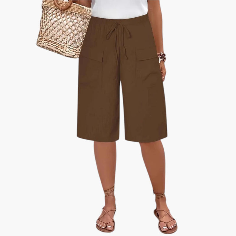 Women's Shorts with Drawstring Waist and Front Pockets