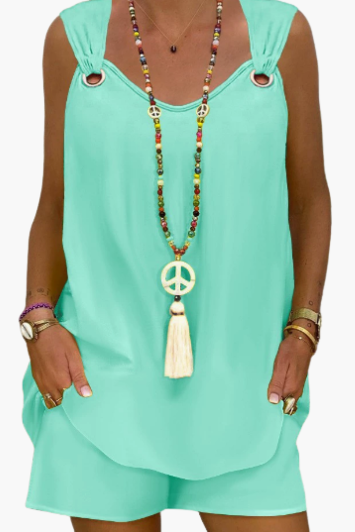 Women’s Summer Two-Piece Tunic & Shorts Set – Airy, Relaxed Stylish