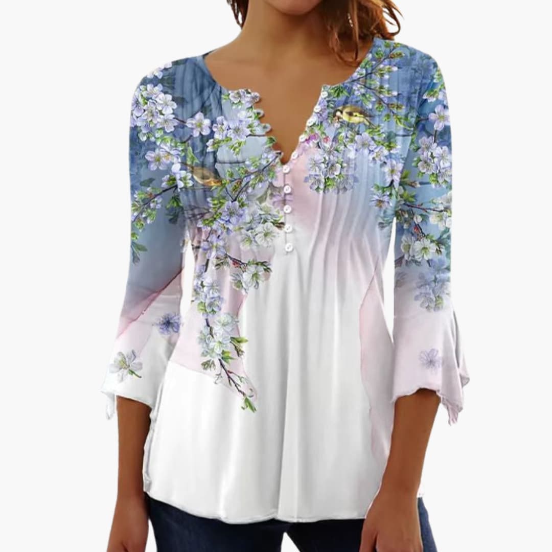 Women's Top with Cotton Blend and Tailored Fit