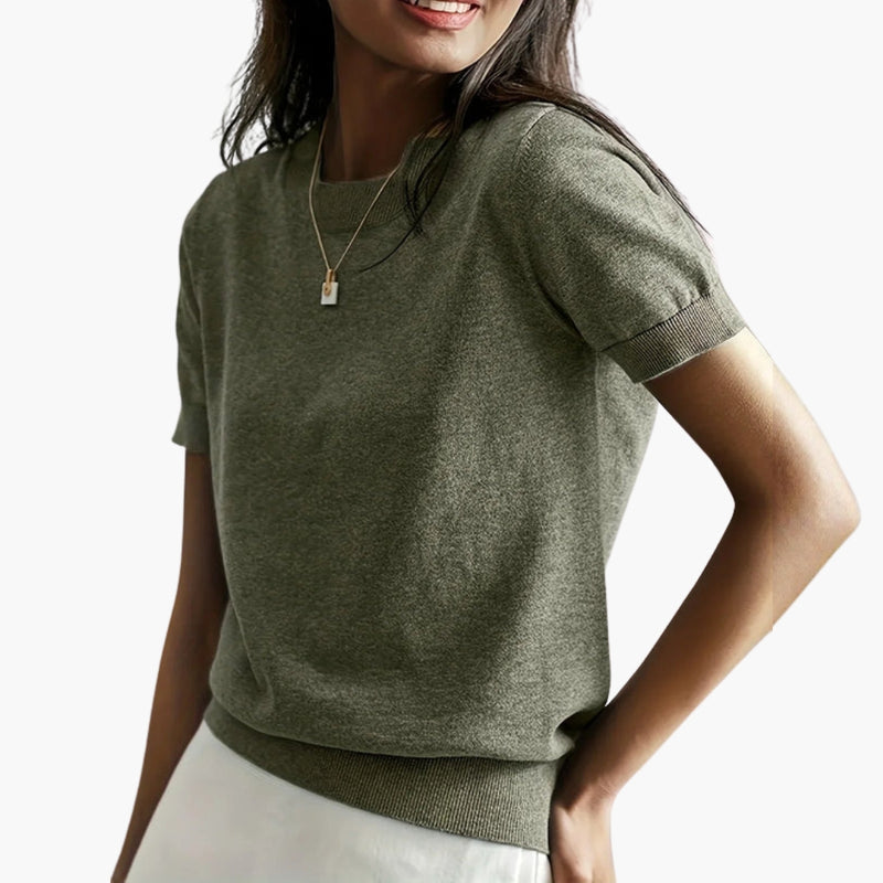 Women's Top with Short Sleeves and Lightweight Fabric