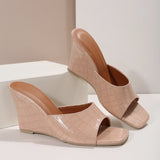 Women's Wedge Shoes with Cushioned Insoles and Textured Upper