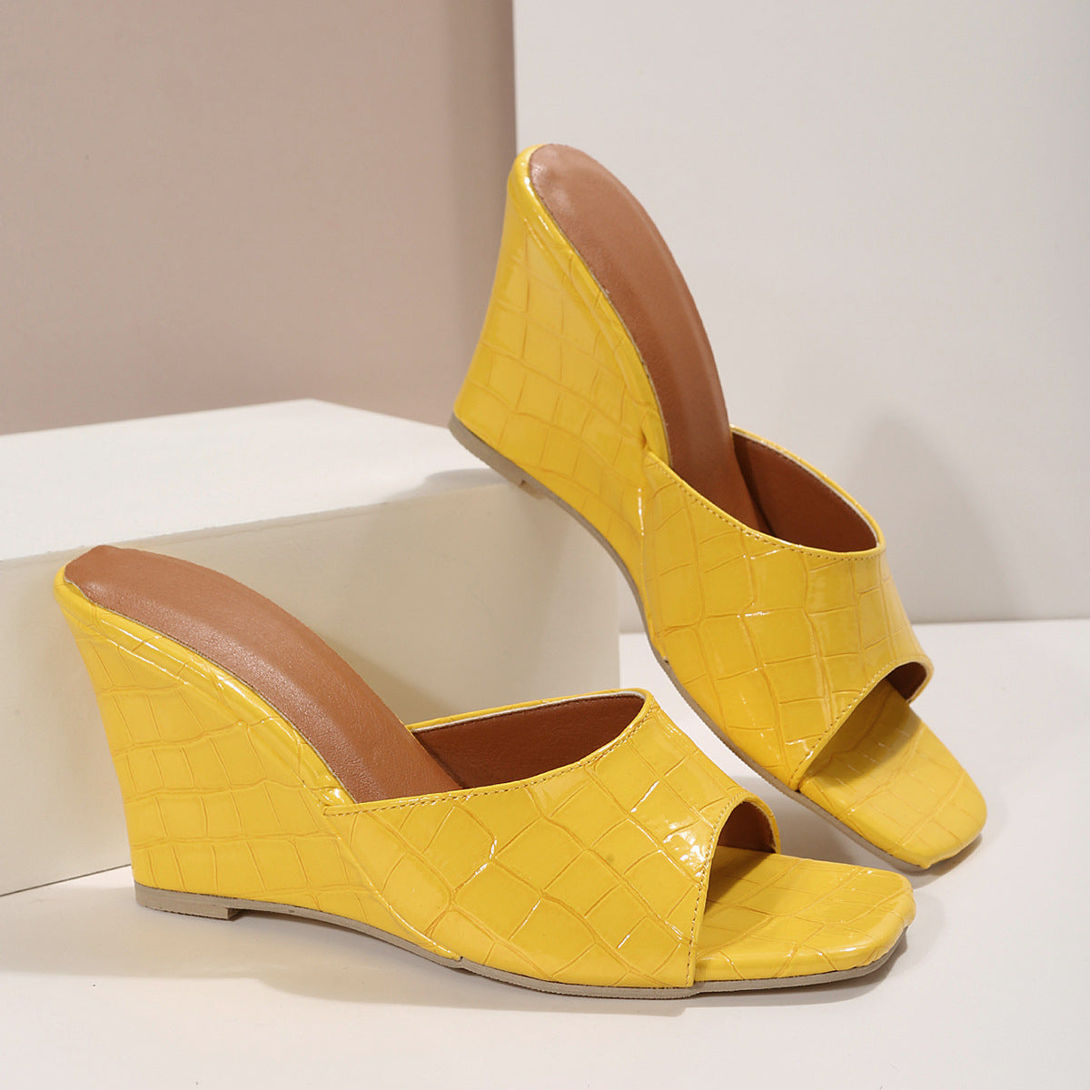 Women's Wedge Shoes with Cushioned Insoles and Textured Upper
