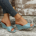 Women's Wedge Shoes with Cushioned Insoles and Textured Upper