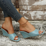 Women's Wedge Shoes with Cushioned Insoles and Textured Upper