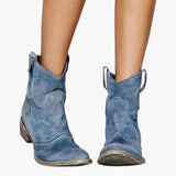 Women's Western Ankle Boots with Pull Tabs and Textured Sole