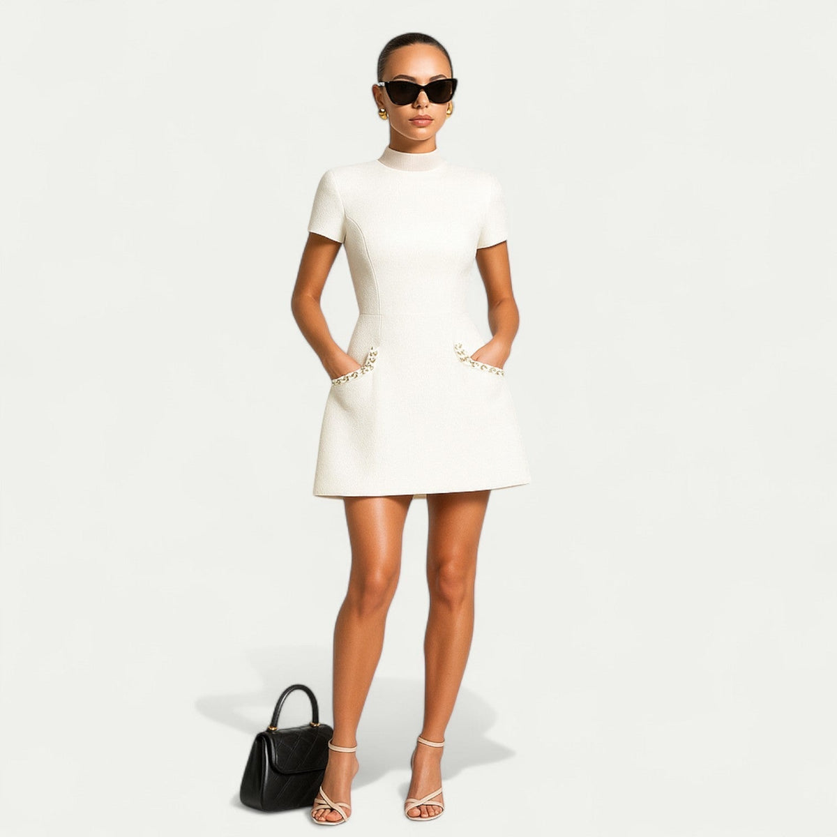 Women's Cocktail Mini Dress | Pearl Trim Pocket