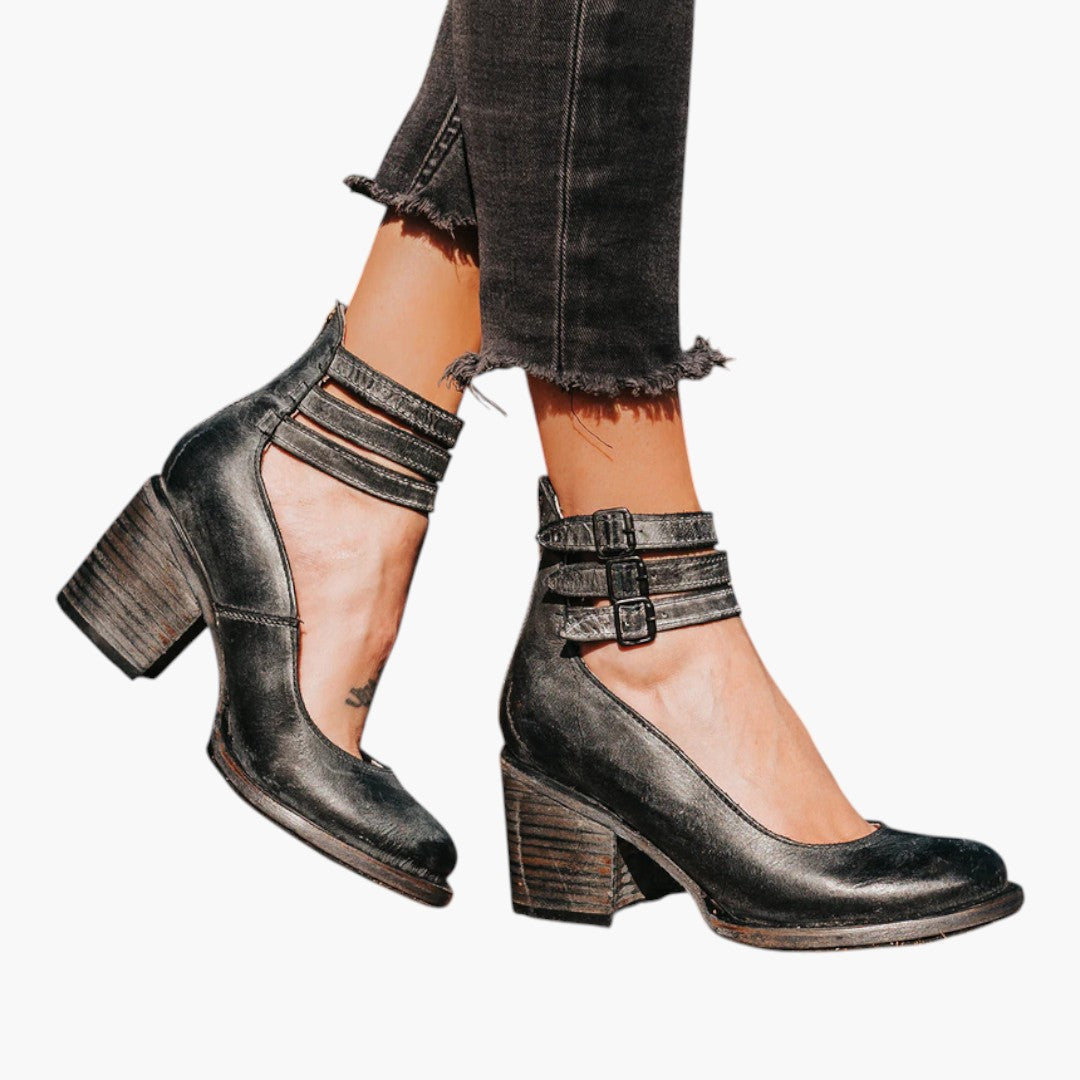 Women's Boots with Strap Fastening and Block Heel
