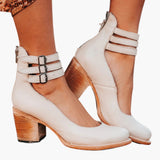 Women's Boots with Strap Fastening and Block Heel