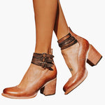 Women's Boots with Strap Fastening and Block Heel