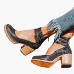 Women's Boots with Strap Fastening and Block Heel