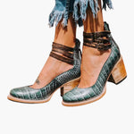 Women's Boots with Strap Fastening and Block Heel