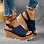 Women's Orthopedic Sandals with Platform Sole and Buckle Straps