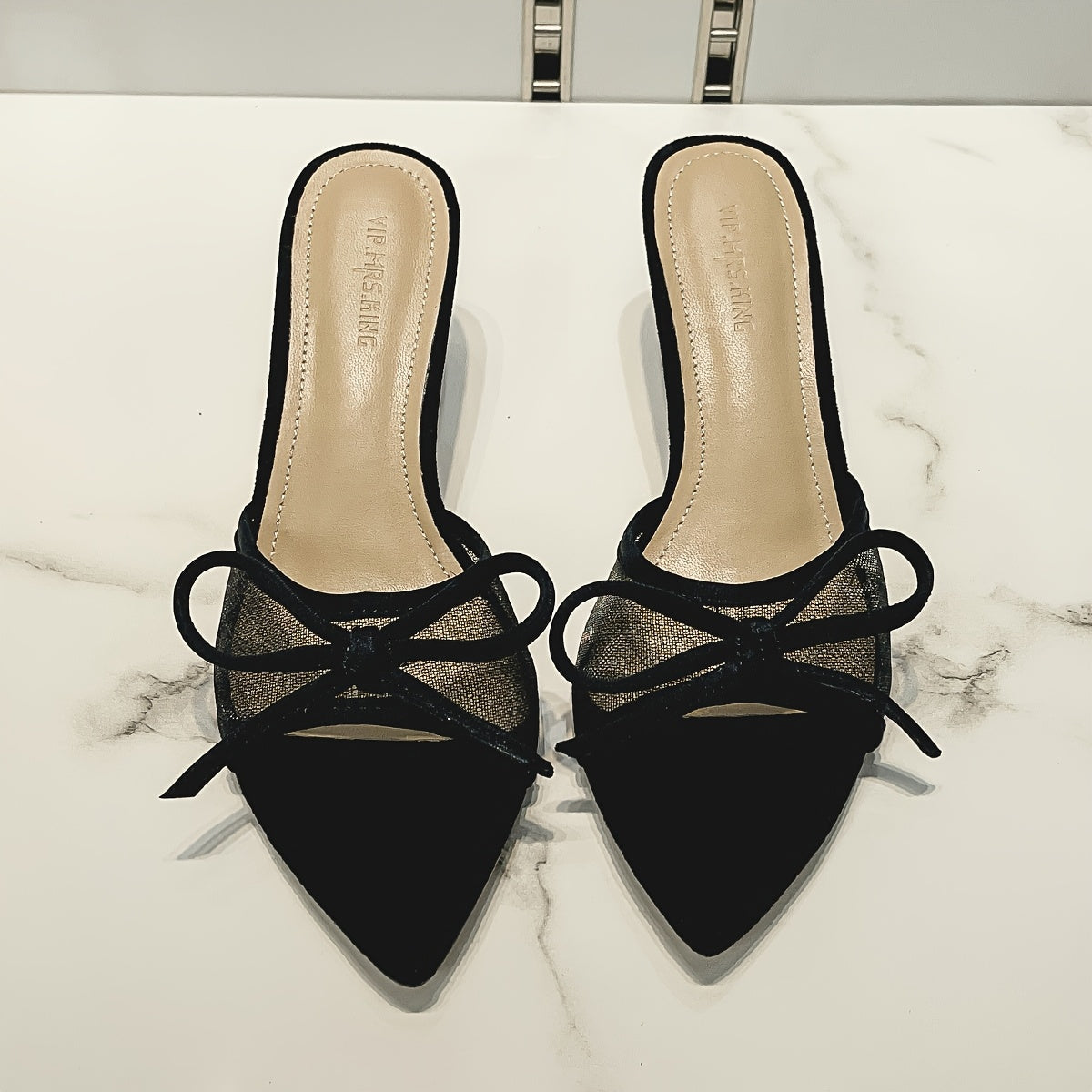 Women's Heeled Shoes with Peep Toe and Stiletto Heel