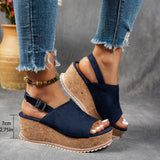 Women's Orthopedic Sandals with Platform Sole and Buckle Straps