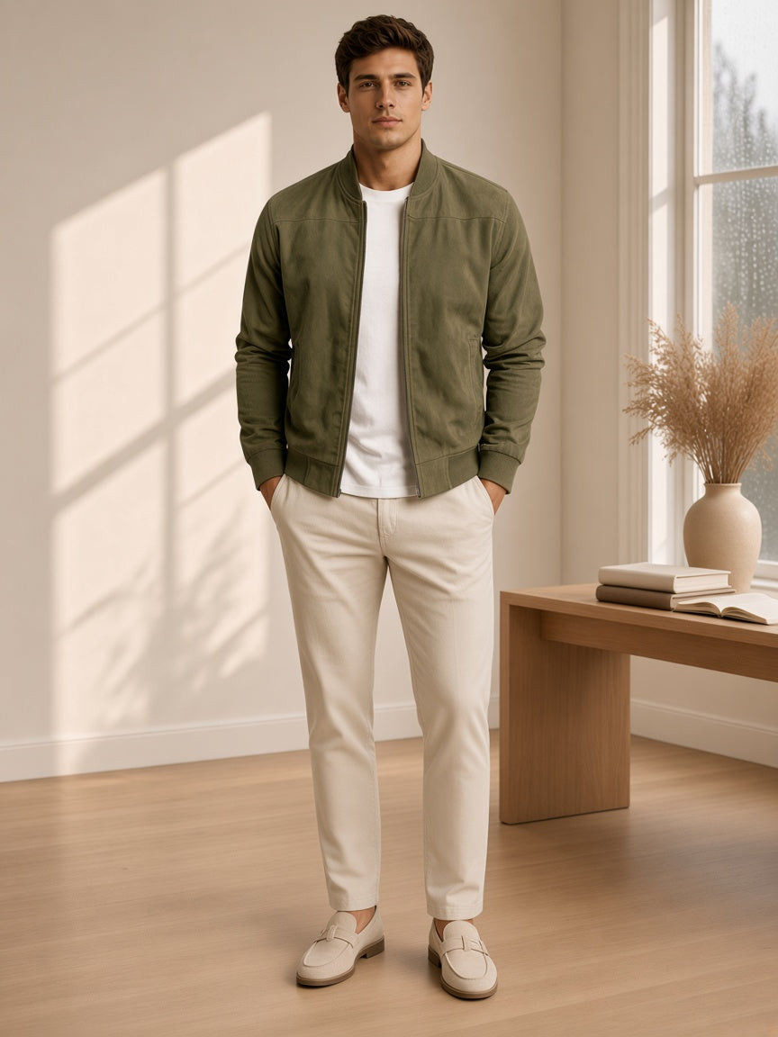 Men's suede bomber jacket