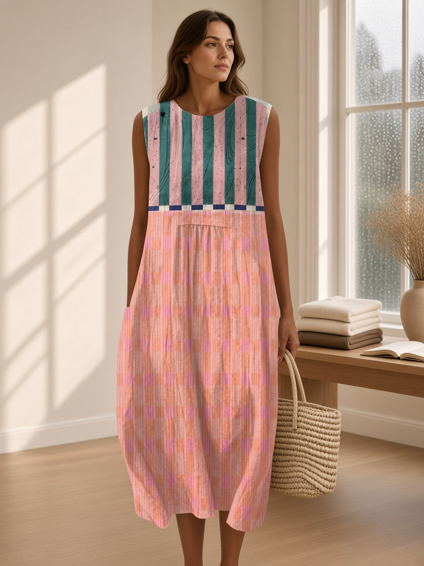 Women's striped linen dress