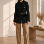 Women's belted mid-length jacket