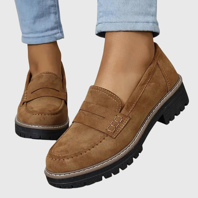 Women's Loafers with Slip-On Design and Textured Sole