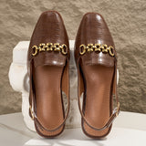 Women's Sandals with Buckle Closure and Square Toe