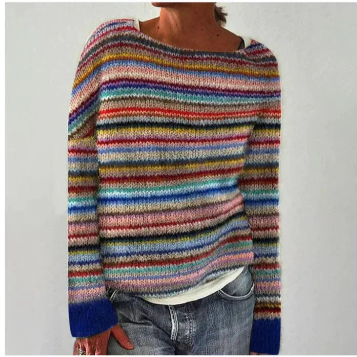 Women's Jumper | Wide Neckline and Patterned