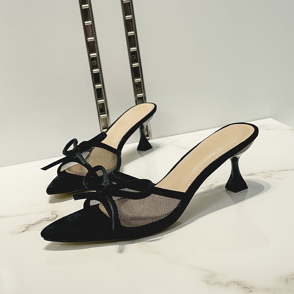 Women's Heeled Shoes with Peep Toe and Stiletto Heel