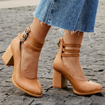 Womens Orthopedic Sandals with Ankle Strap and Block Heel