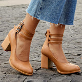Womens Orthopedic Sandals with Ankle Strap and Block Heel