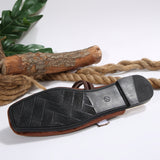 Women's Flat Sandals with T Strap and Buckle