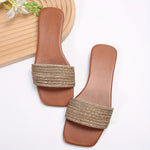 Women's Slippers with Open Toe and Rhinestone Detail