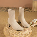 Women's High Heel Boots with Zip Closure and Textured Surface