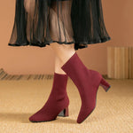 Women's High Heel Boots with Zip Closure and Textured Surface