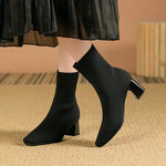 Women's High Heel Boots with Zip Closure and Textured Surface