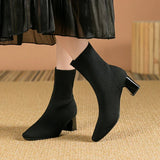 Women's High Heel Boots with Zip Closure and Textured Surface