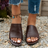 Women's Open Toe Slip-On Mule Sandals with Low Block Heel