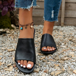 Women's Open Toe Slip-On Mule Sandals with Low Block Heel