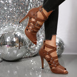 Women's Sandals with Open Toe and Back Zipper