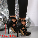 Women's Sandals with Open Toe and Back Zipper