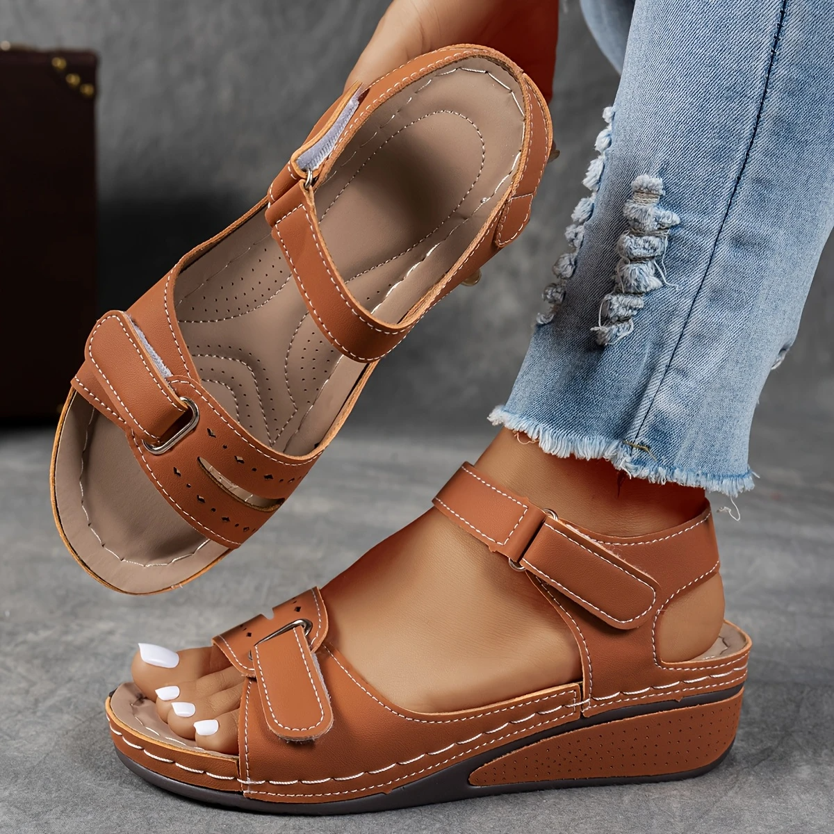 Women's Orthopedic Sandals with Cushioned Footbed and Wedge Sole