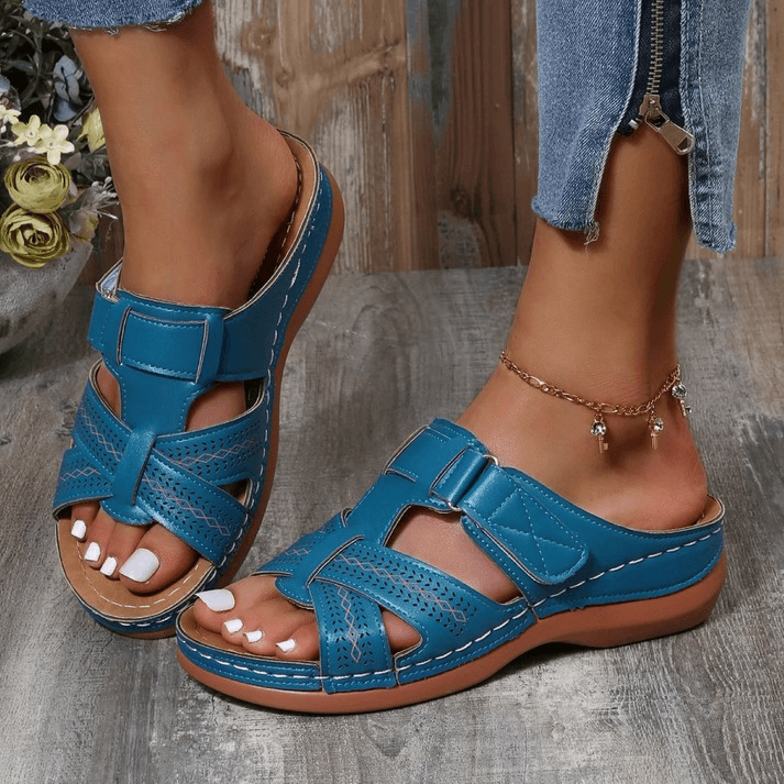 Women's Orthopedic Sandals with Leather Upper and Arch Support