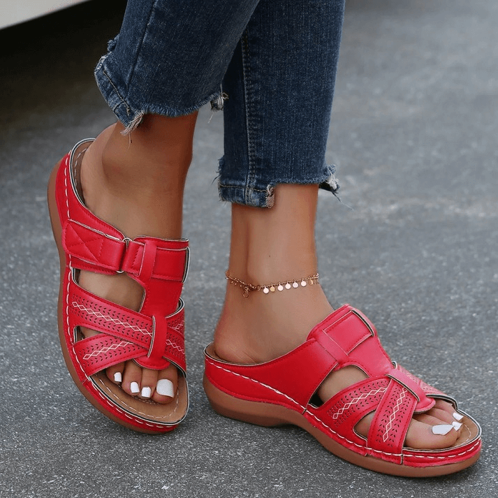 Women's Orthopedic Sandals with Leather Upper and Arch Support