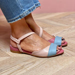 Women's Flat Sandals with Asymmetrical Straps and Cushioned Insole