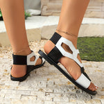 Women's Flat Sandals with Dual Tone Design and Cushioned Insole