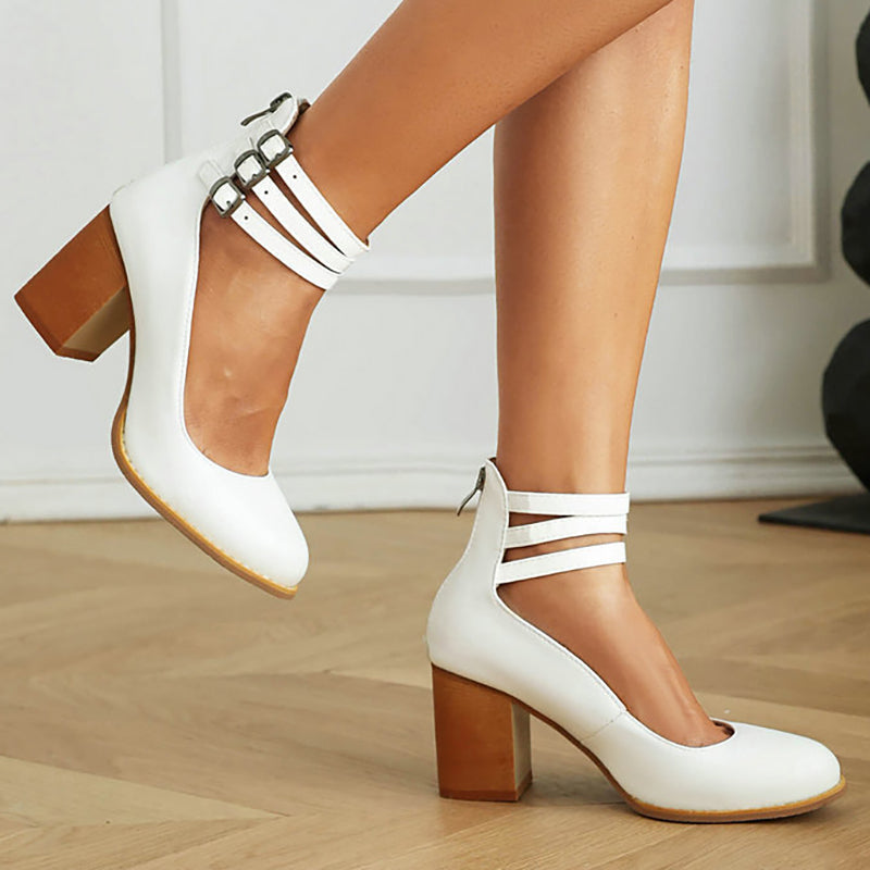 Womens Orthopedic Sandals with Ankle Strap and Block Heel