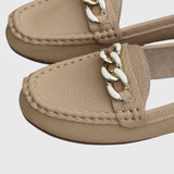 Women's Flat Loafers with Chain Detail and Slip On