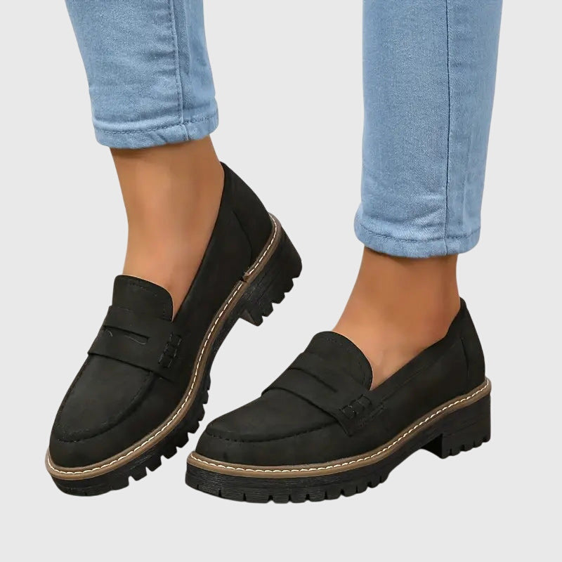 Women's Loafers with Slip-On Design and Textured Sole