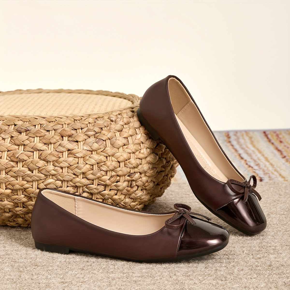 Women's Flat Shoes with Square Toe and Slip On