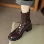 Women's Ankle Boots with Square Toe and Block Heel