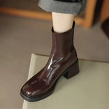 Women's Ankle Boots with Square Toe and Block Heel