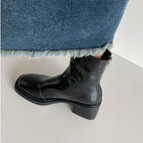 Women's Ankle Boots with Square Toe and Block Heel