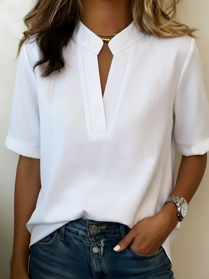 Women's Blouse | V-Neck Short Sleeve